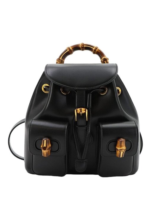 Gucci Bamboo Backpack Leather Black Gold main image 9